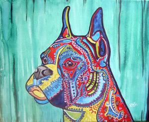 Custom Commissioned Funky Dog Portraits Available